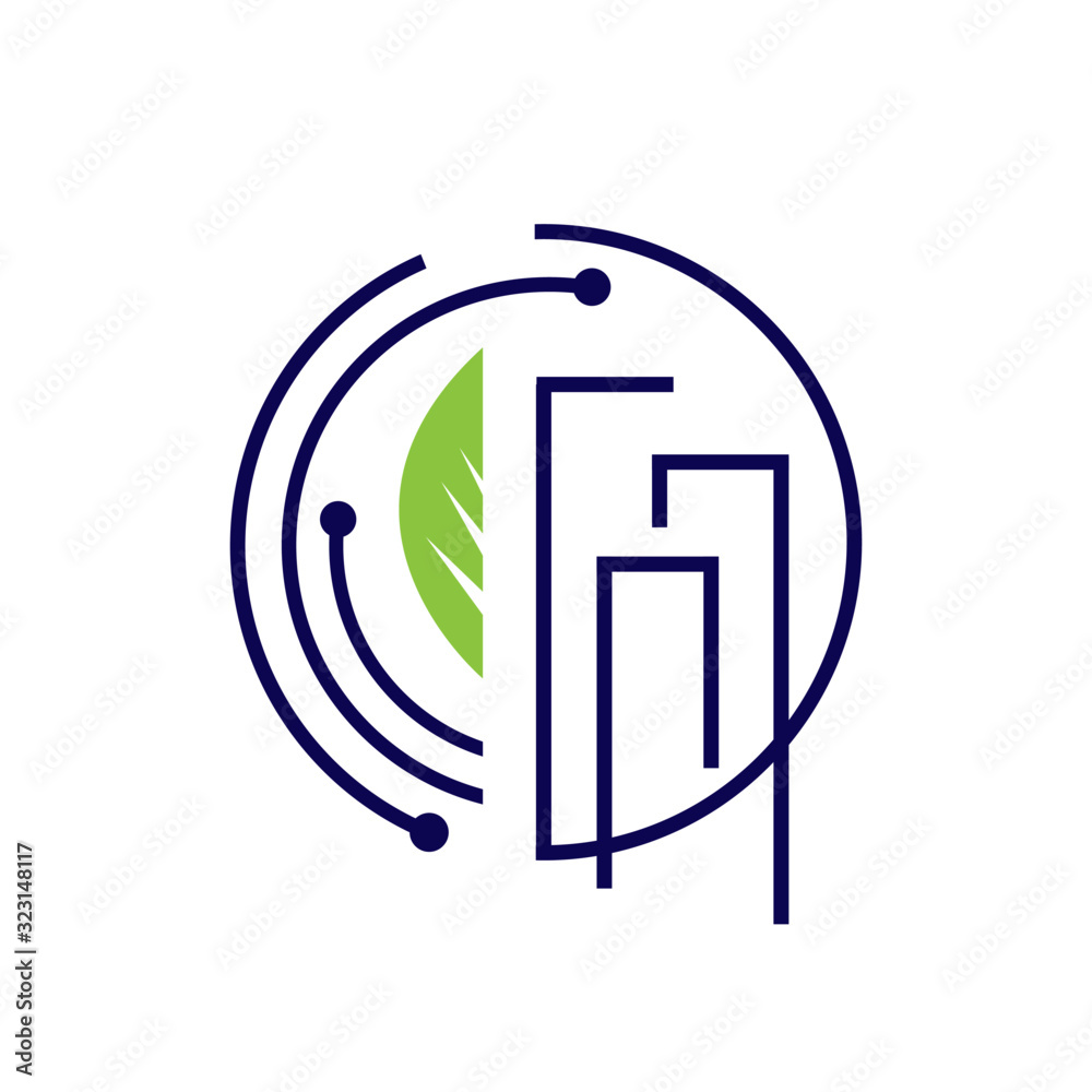 eco friendly tech green building technology logo design vector icon ...