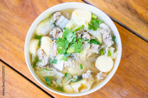 minced pork and egg tofu soup