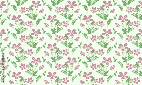 Decorative of spring floral pattern background, with simple leaf flower drawing.