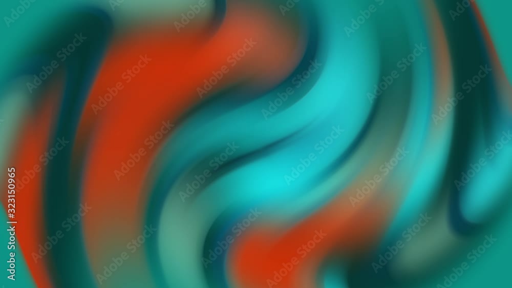 Trendy blue and orange aqua menthe neon colors abstract twisting liquid motion background, seamless loop, video animation