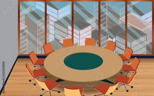 round table and chairs in the meeting room	