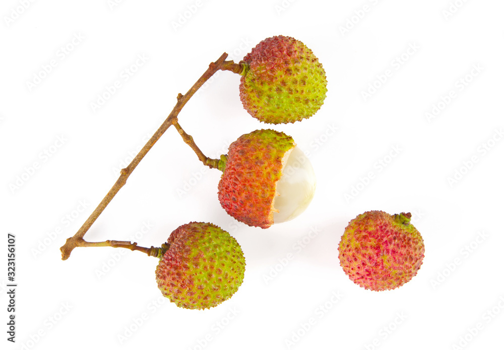 Fresh litchi isolated on white background.