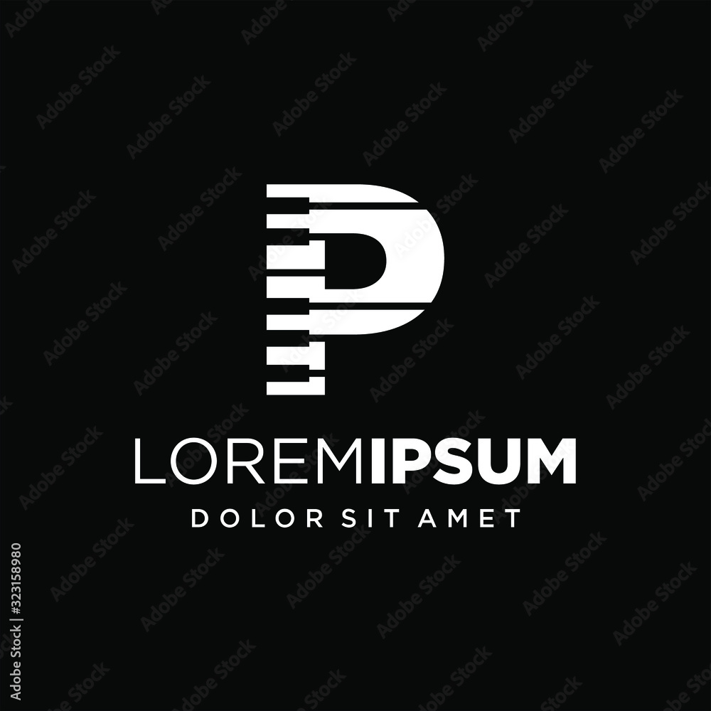Initial Letter P Piano Logo Design Initial Letter P Piano Logo Design