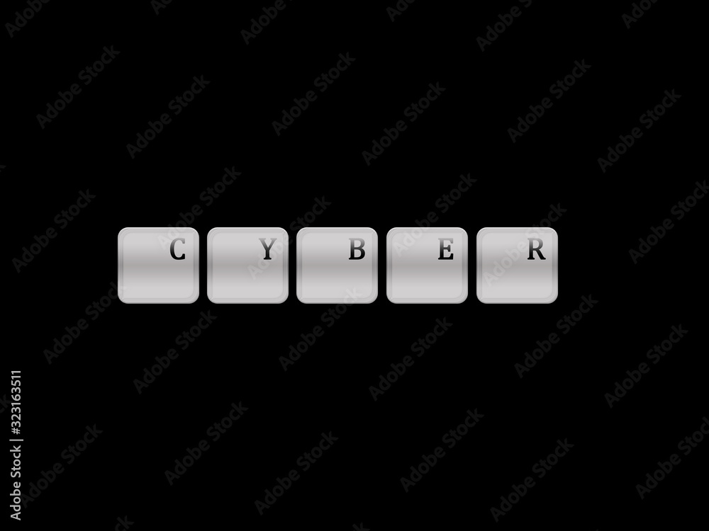 Computer keys with cyber word Computer keys with cyber word