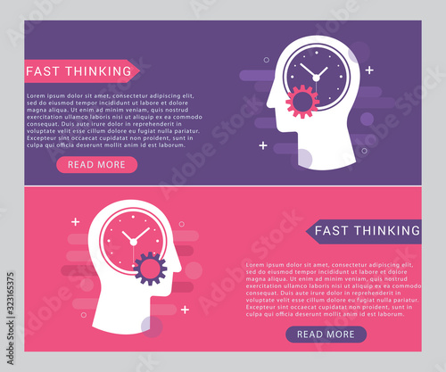 Fast thinking icon concept with human head