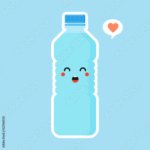 Cute and kawaii cartoon mineral water character. funny water bottle. Concept for healthy nutrition and drinking mineral water. flat design vector illustration, simple emoji and emoticon design