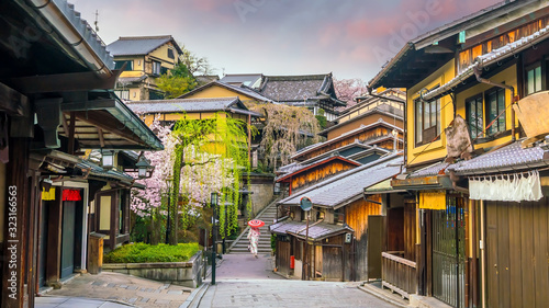 Old town Kyoto, sakura season in Japan