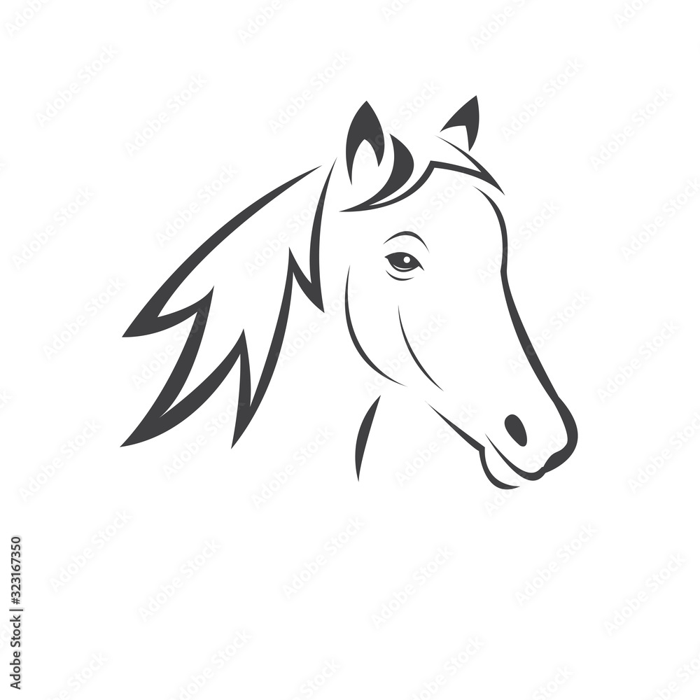 Fototapeta Vector head of horse black. Mammals. logo. icon. symbol. design. on white background