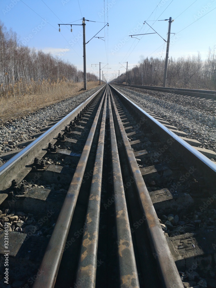 Railroad tracks and long rails