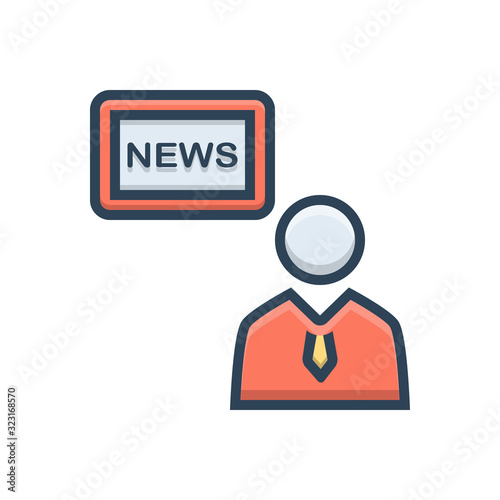 Color illustration icon for news anchor 