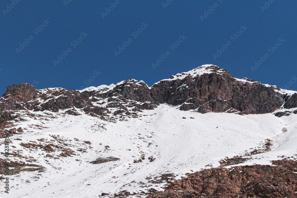 Natural Monument El Morado, Central andes of Chile. Beautiful landscape of snowy rocky mountain. Natural Monument El Morado, Central andes of Chile. Beautiful landscape of snowy rocky mountain.