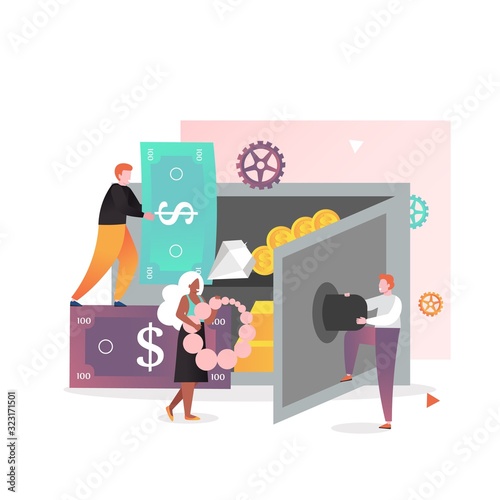 Safe deposit box vector concept for web banner, website page