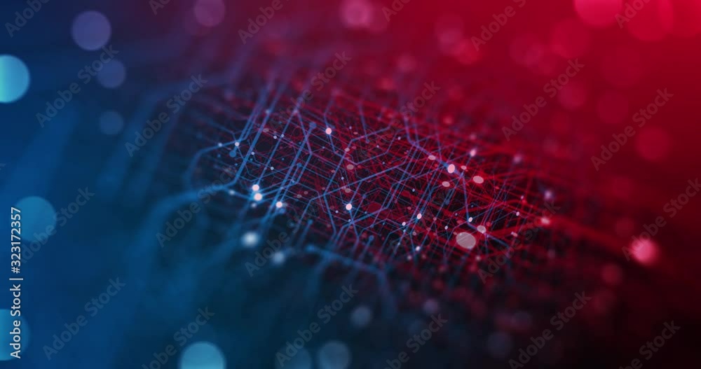 Motherboard Circuit Background. Virus detected over circuit board. Worm, cyber attack, antivirus, firewall alert and danger warning concept. Futuristic PCB. 3D render, 4K Seamless Loop.	