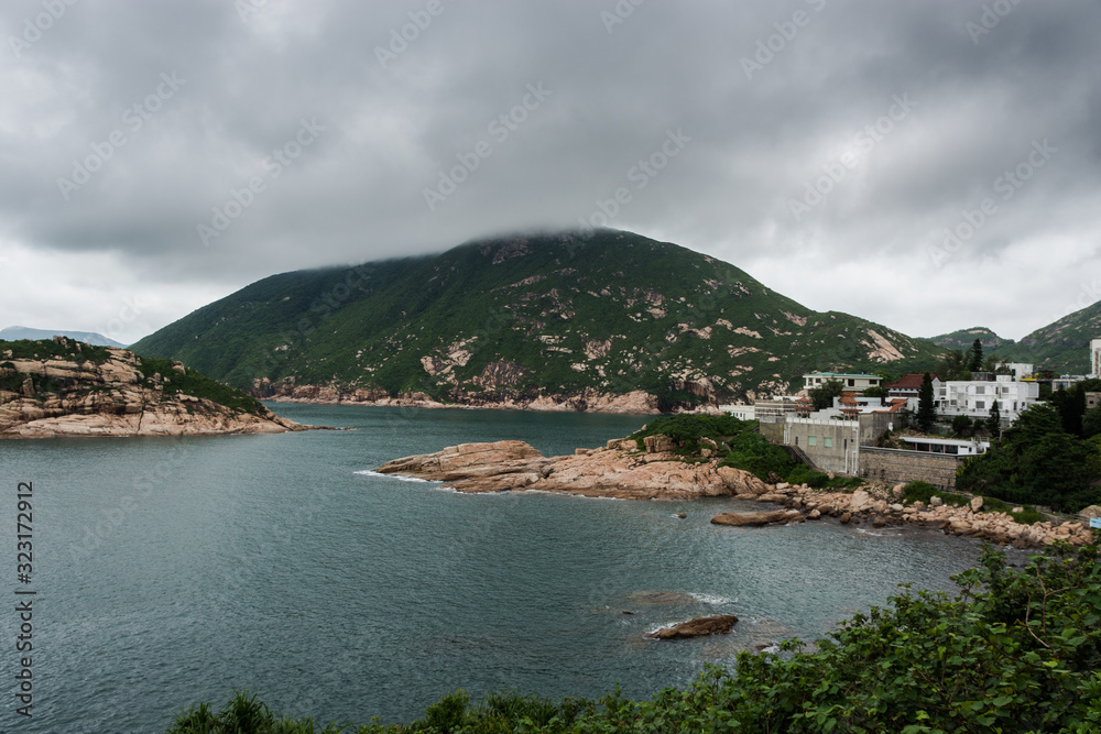 panoramic view of the island in Hong Kong during Cloudy Weather