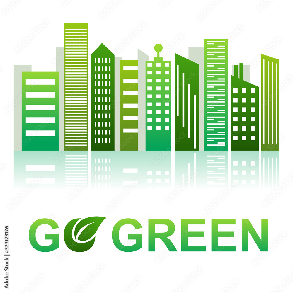 Go green city vector illustration art
