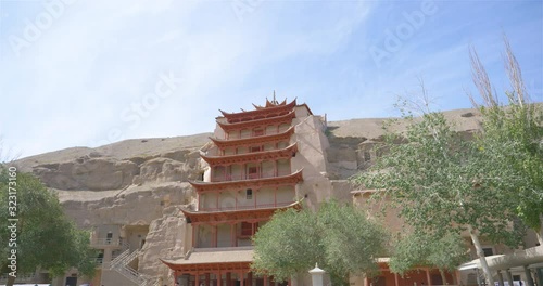 Ancient Buddhism architecture Dunhuang Mogao Grottoes in Gansu China