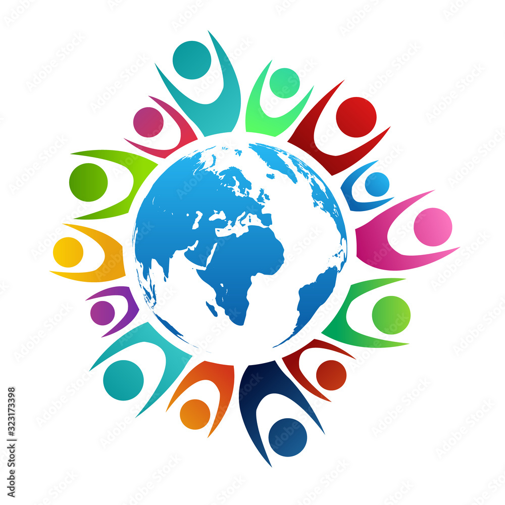 Community unity worldwide vector illustration symbol