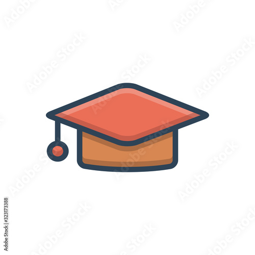 Color illustration icon for graduate hat 