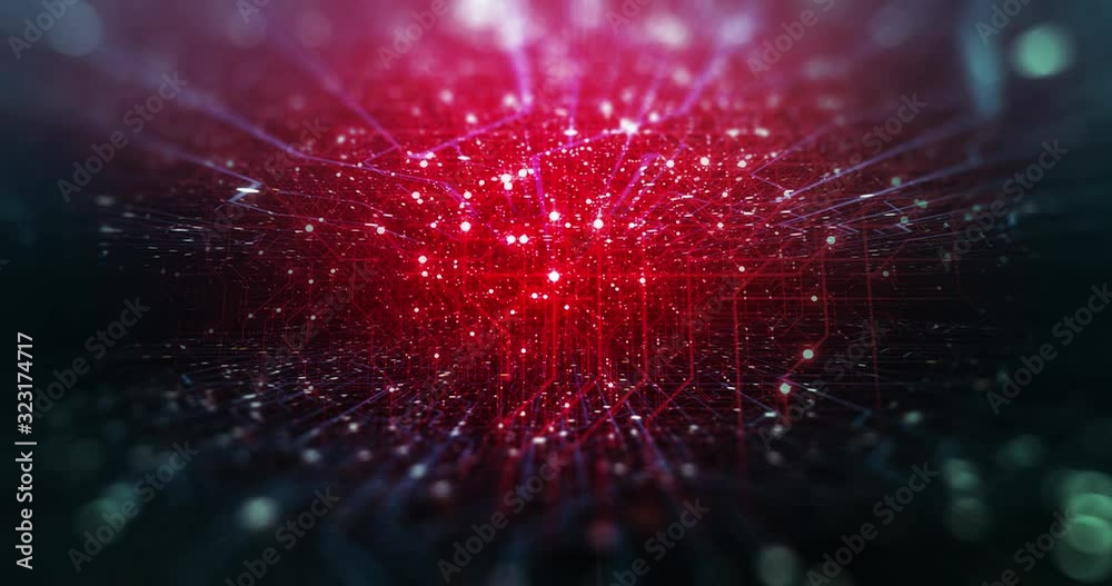 Motherboard Circuit Background. Virus detected over circuit board. Worm, cyber attack, antivirus, firewall alert and danger warning concept. Futuristic PCB. 3D render, 4K Seamless Loop.	