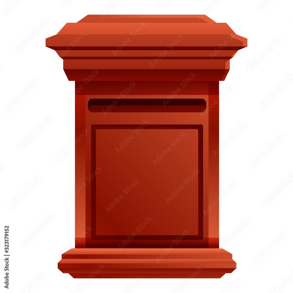 Wood mailbox icon. Cartoon of wood mailbox vector icon for web design isolated on white background Wood mailbox icon. Cartoon of wood mailbox vector icon for web design isolated on white background