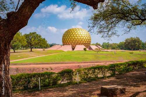 Matrimandir temple in the centre of Auroville, India