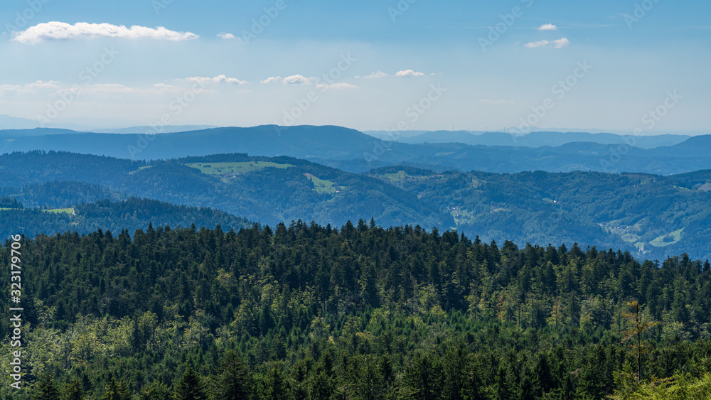 Fototapeta premium View over the landscape of the northern Black Forest near Seebach and Mummelsee, Baden-Wuerttemberg, Germany