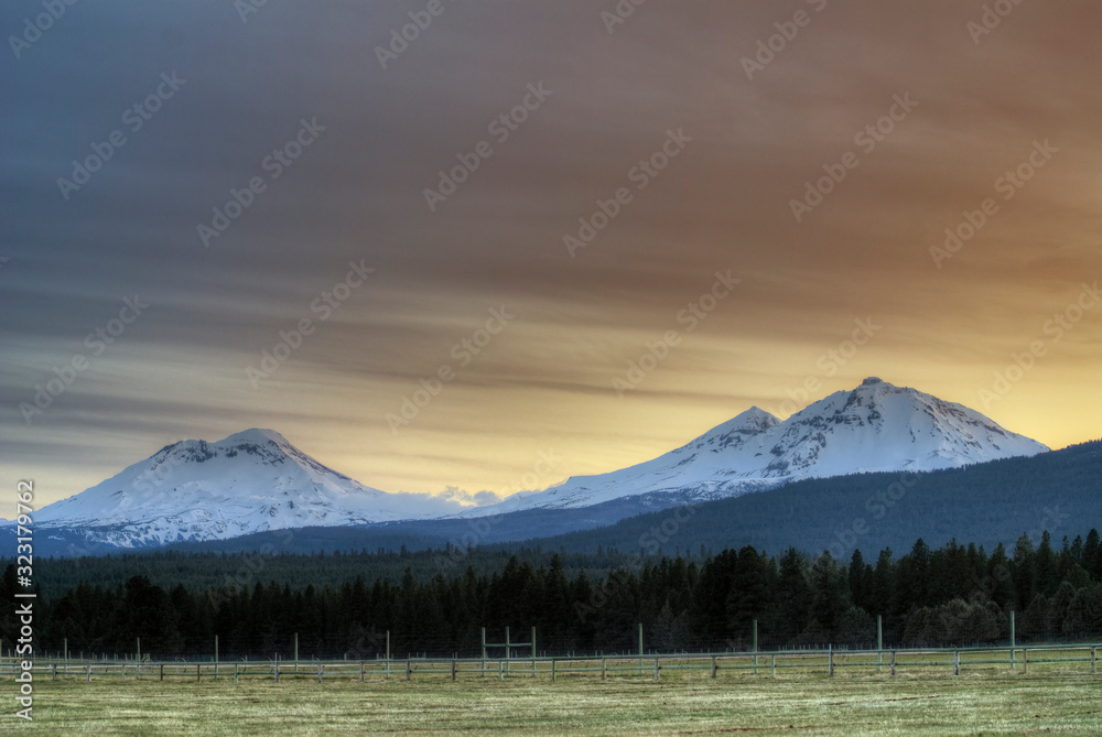 Sisters Mountain Range Landscape in Winter, Bend, Oregon