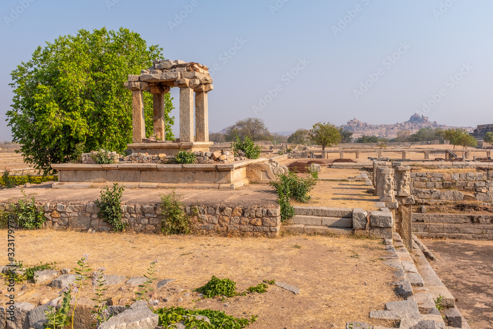 Small remains of a ruined building, Hampi, India