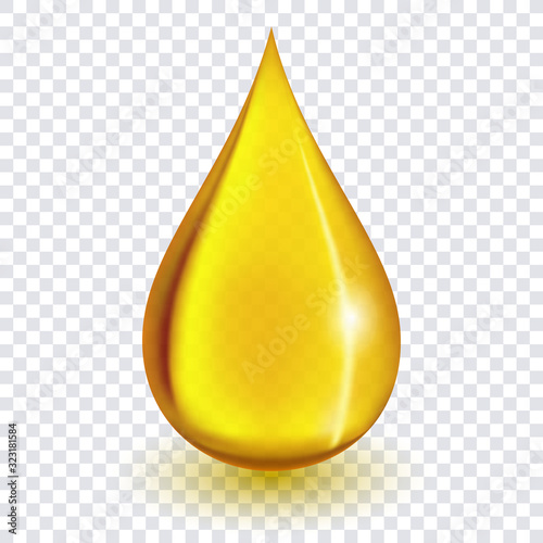 Oil drop or honey isolated on transparent background as industrial and petroleum concept. vector illustration.