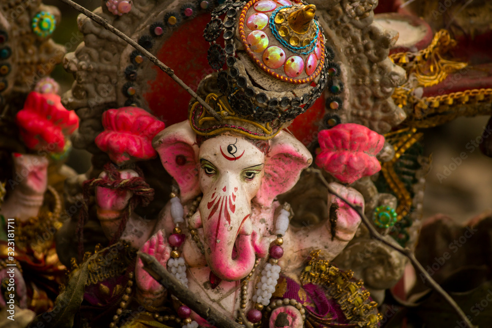 Indian god ganesh at a lake side