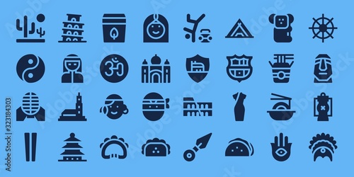 Modern Simple Set of culture Vector filled Icons