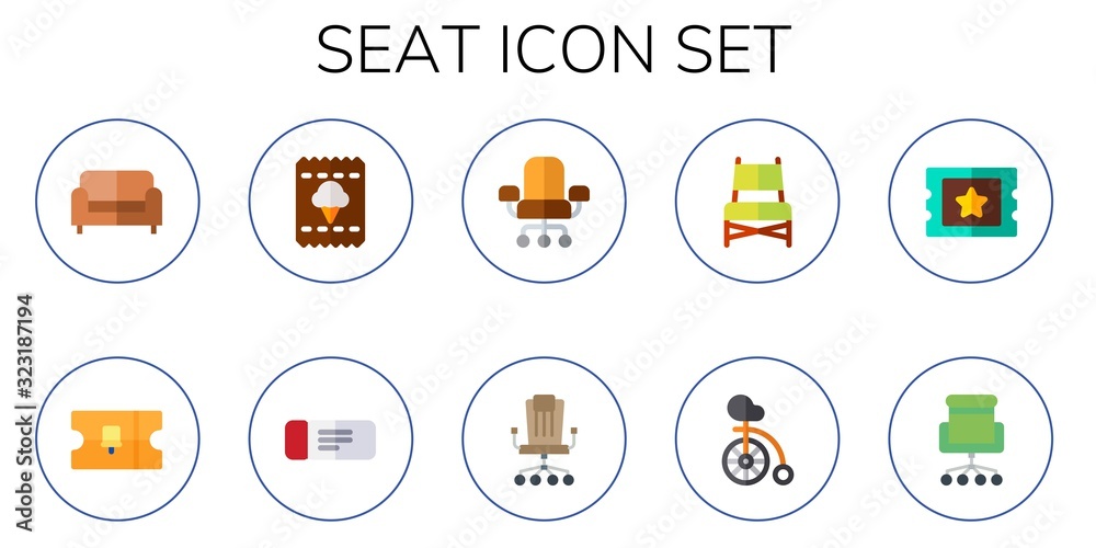 Modern Simple Set of seat Vector flat Icons