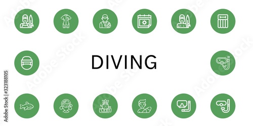 diving icon set