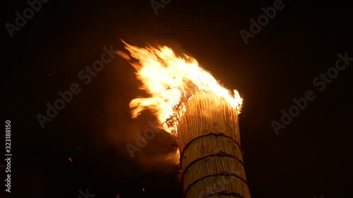 Fara Filiorum Petri, Chieti, Abruzzo, Italy, Europe - January 16 2020: The folklore festival of Farchie in Fara Filiorum Petri in Saint Anthony Abate day. Fire ritual of pagan origins. photo