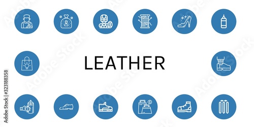leather simple icons set