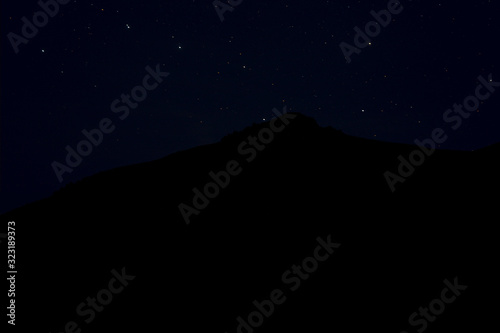 dark night sky landscape abstract photography of black mountain silhouette shape on star sky background space scenic view