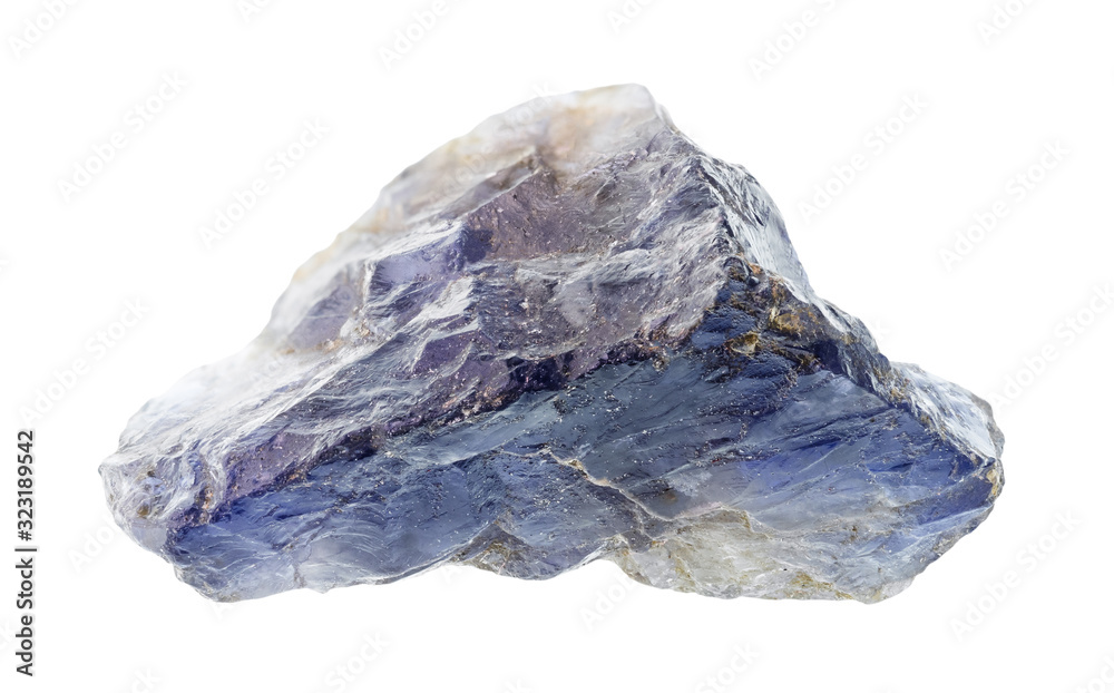 unpolished cordierite (iolite) gemstone cutout unpolished cordierite (iolite) gemstone cutout