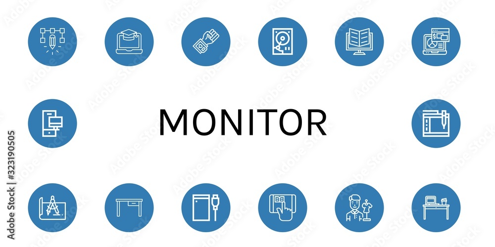 monitor simple icons set monitor simple icons set