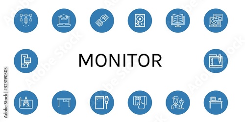 monitor simple icons set