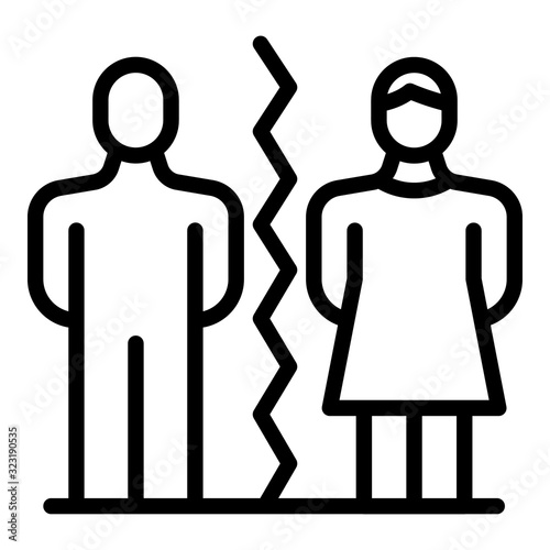 Divorce separation icon. Outline divorce separation vector icon for web design isolated on white background