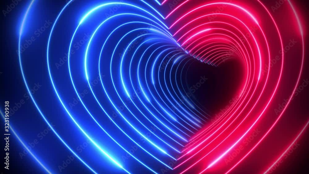 Attractive Red And Blue Abstract Geometric Tunnel Glowing Neon Light Lines Heart Shape Background Animation Seamless Loop Attractive Red And Blue Abstract Geometric Tunnel Glowing Neon Light Lines Heart Shape Background Animation Seamless Loop