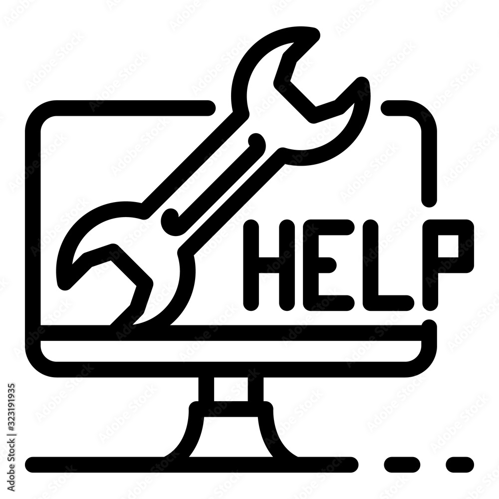 Online service help icon. Outline online service help vector icon for web design isolated on white background Online service help icon. Outline online service help vector icon for web design isolated on white background