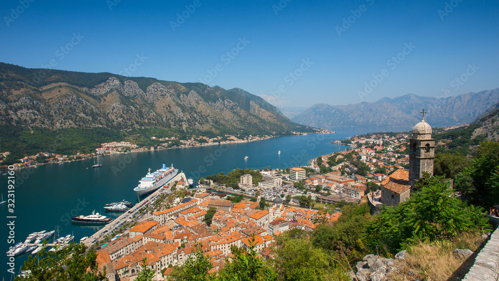 Bay of the city of Kotor, Montenegro. Sunny, clear day.