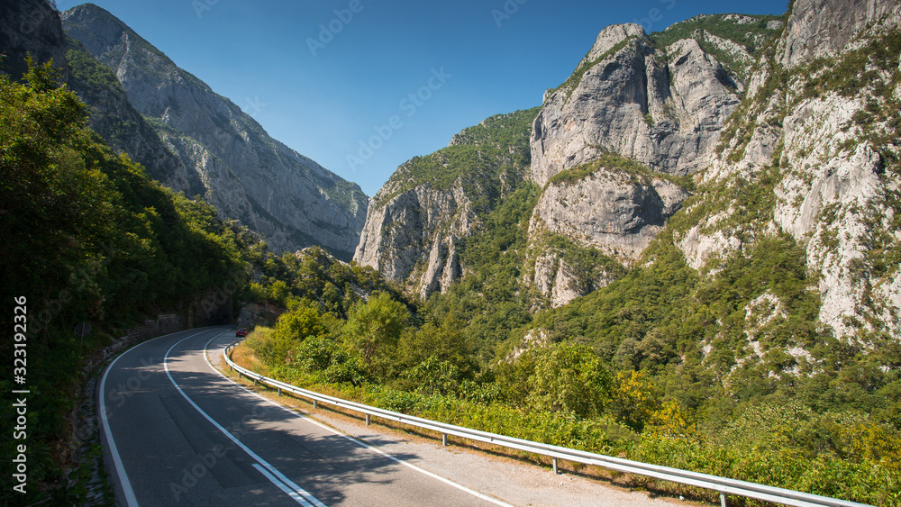 Mountain road, which is located in the canyon gorge in Montenegro.