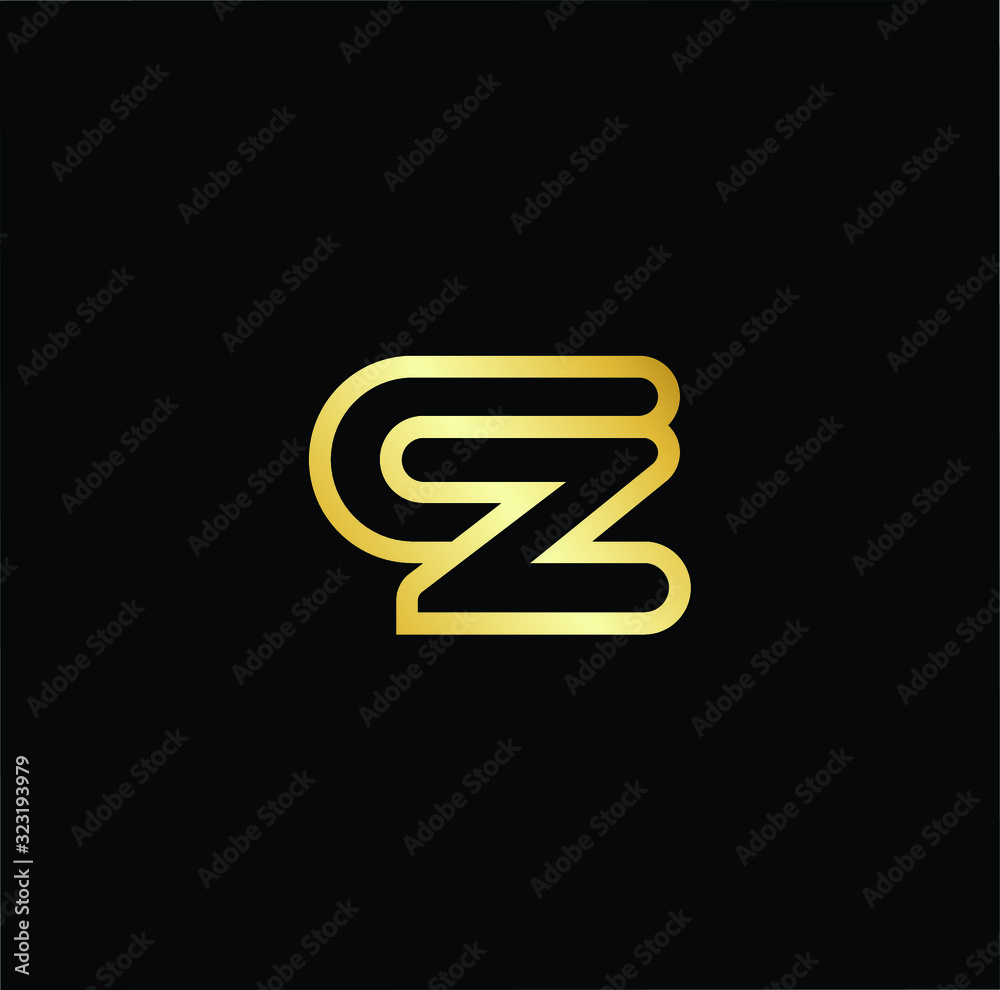 Outstanding professional elegant trendy awesome artistic black and gold color ZC CZ initial based Alphabet icon logo.
