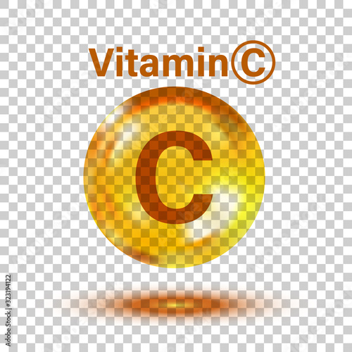 Vitamin C icon in flat style. Pill capcule vector illustration on white isolated background. Drug business concept.