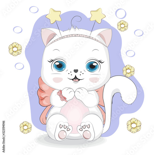 white cat girl with bow