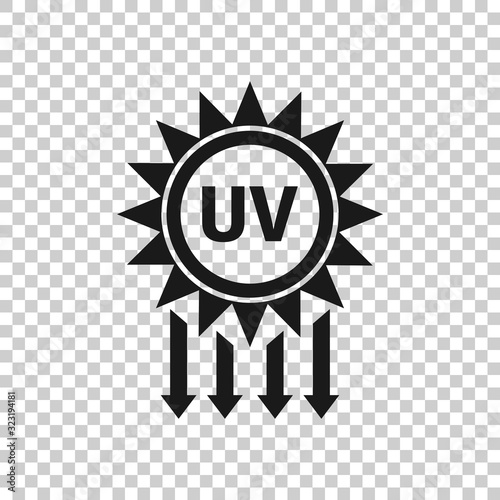UV radiation icon in flat style. Ultraviolet vector illustration on white isolated background. Solar protection business concept.