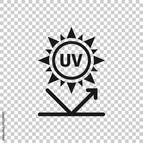 UV radiation icon in flat style. Ultraviolet vector illustration on white isolated background. Solar protection business concept.