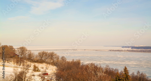 Winter landscape with  shore of  frozen river © allegro60